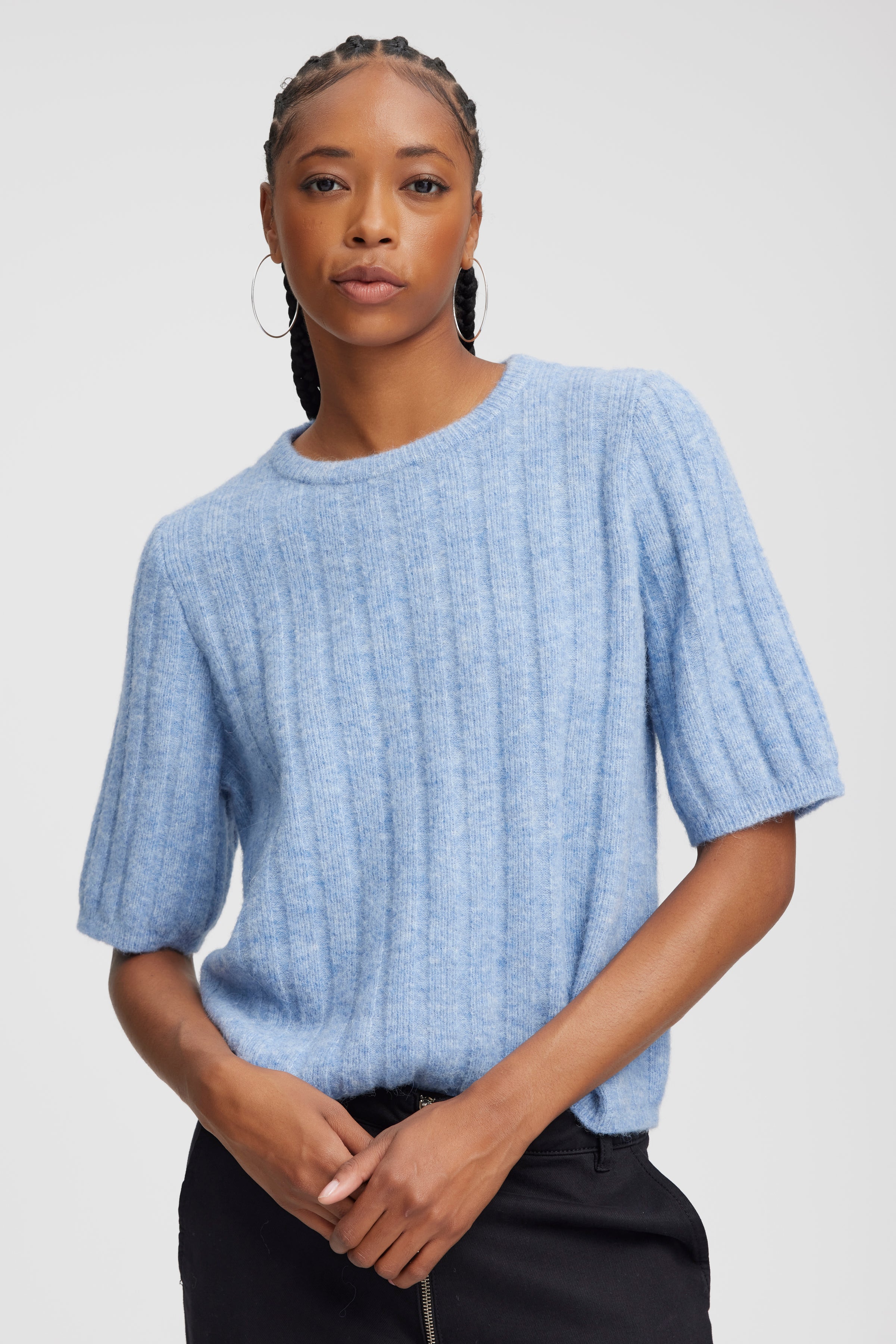 AlphaGZ kortærmet striktrøje - Illution Blue Melange